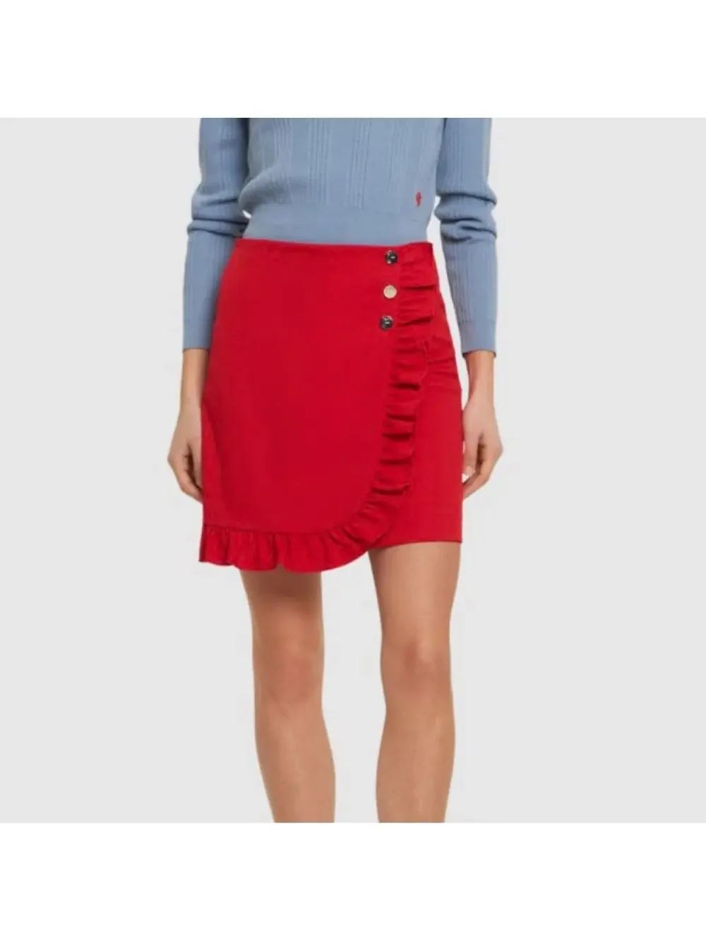Tory Burch Sport Tech twill ruffled golf skort red ruffle snap sz 2